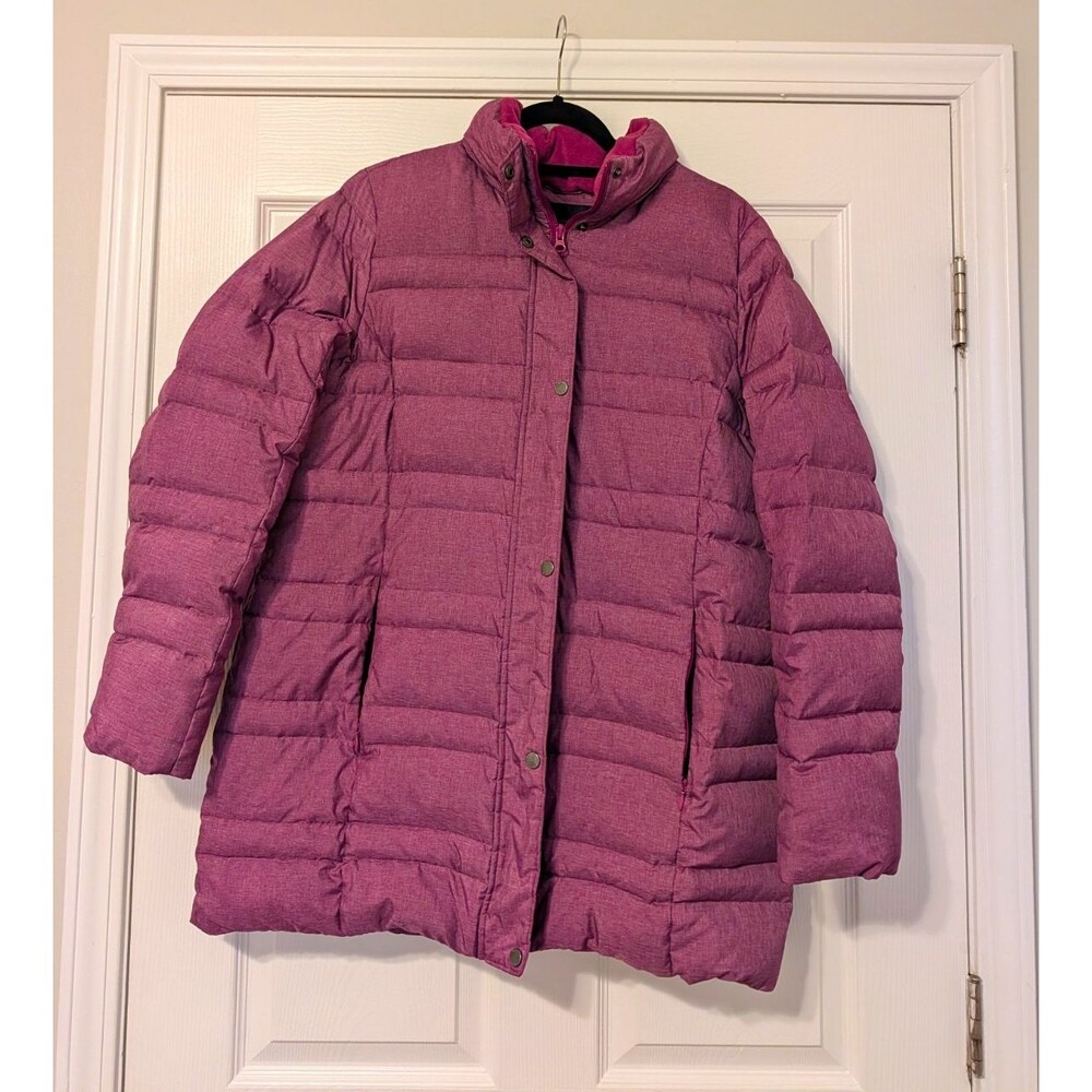 Land's End Women's Purple Puffer Jacket L Insulated Lined Zip Pockets
